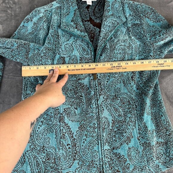 Dress Barn Women Zip Jacket Size Small Textured Paisley Collar Zip Artsy Art - Picture 5 of 8